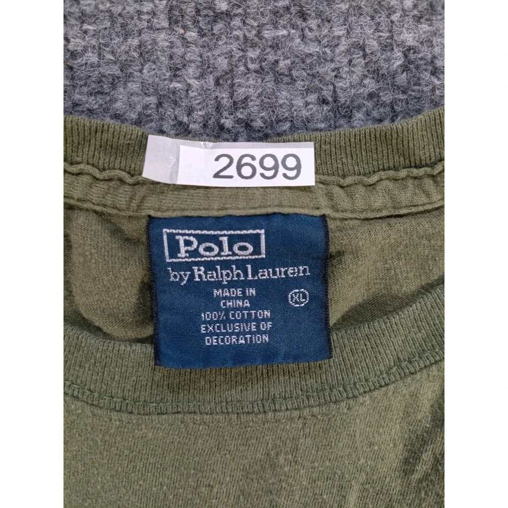 Polo Ralph Lauren Men's XXL T Shirt Olive Green Red Pony Logo (Stain / Hole)